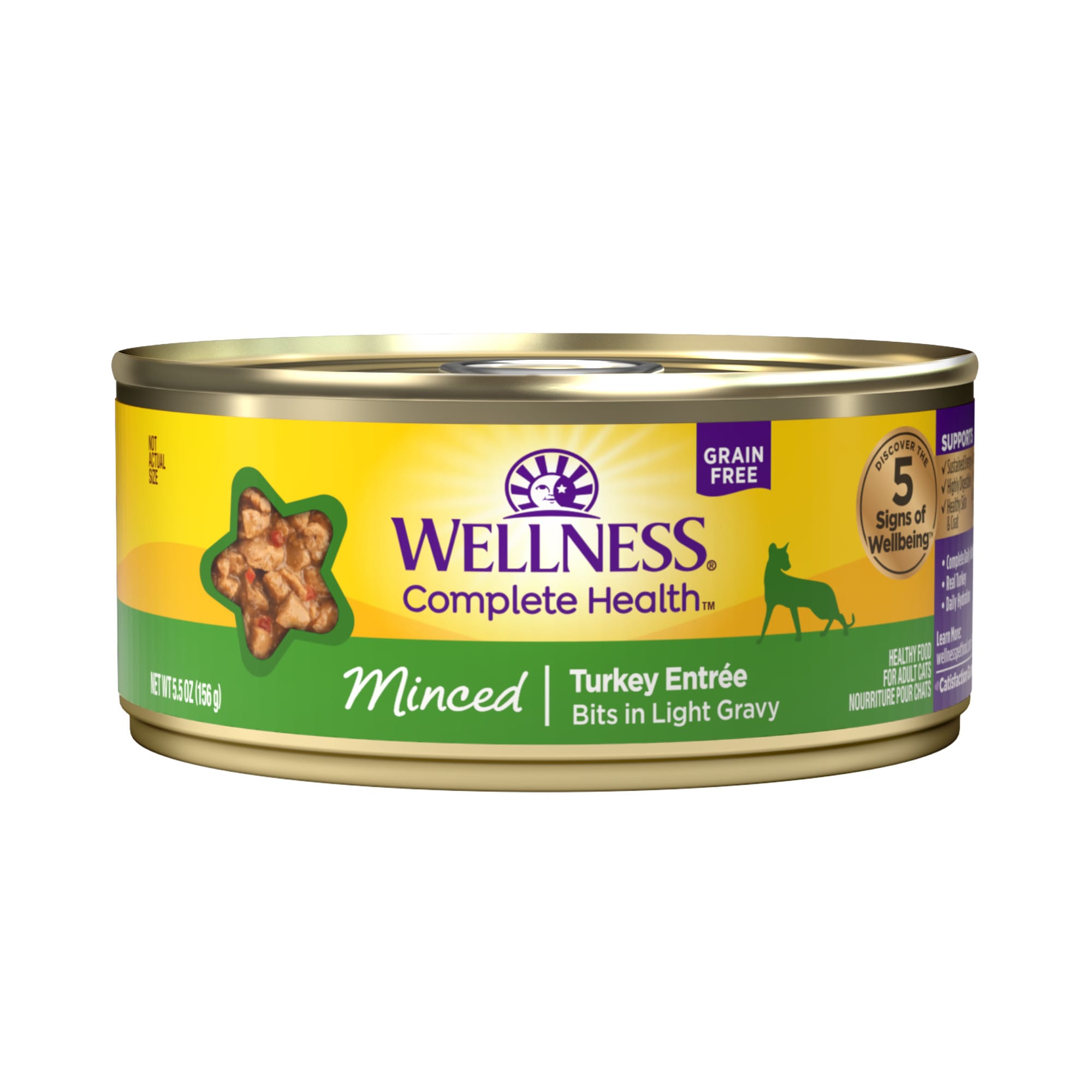 Wellness Natural Canned Grain Free Minced Turkey Entree Wet Cat Food 5.5 oz. Case of 24