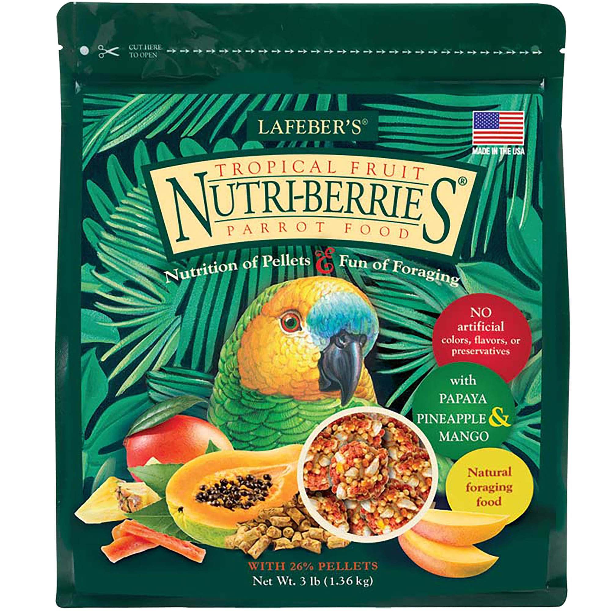 Lafeber s Tropical Fruit Nutri Berries Parrot Food 3 lbs