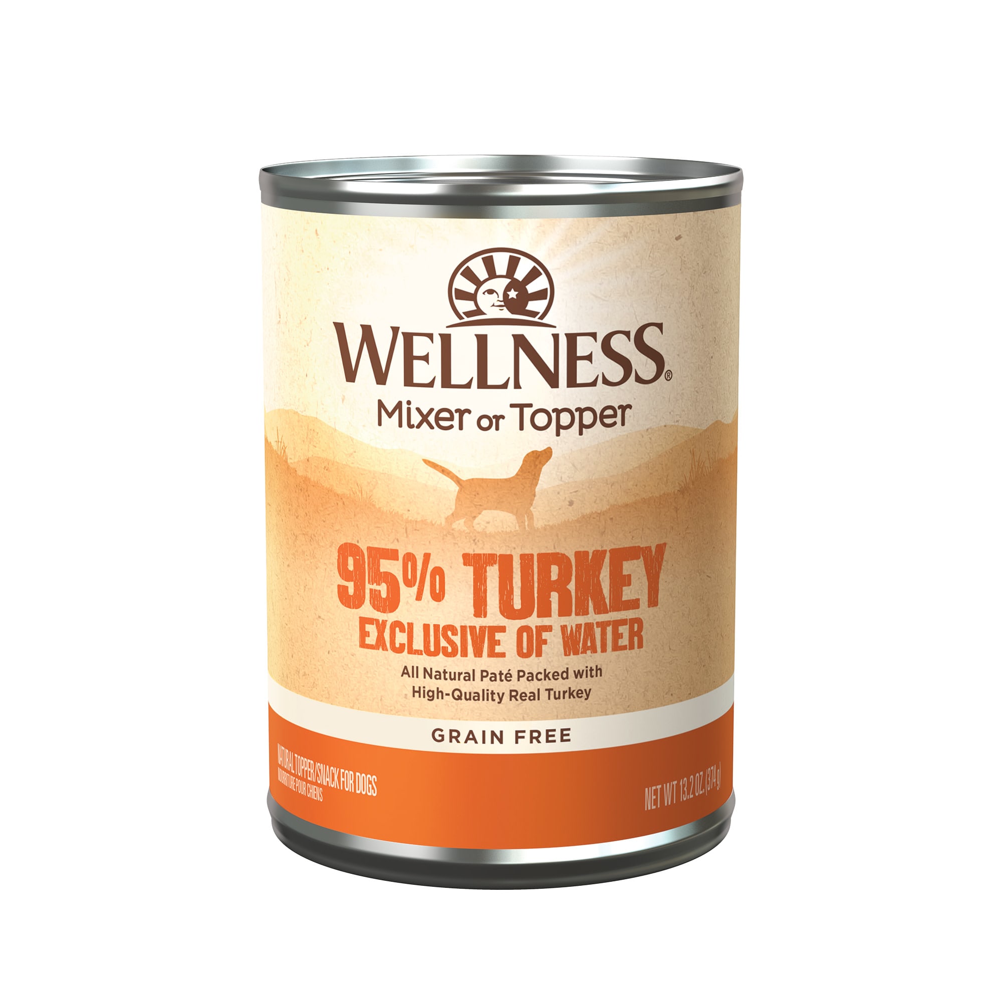 Wellness Natural Grain Free 95 Percent Turkey Recipe Wet Dog Food 13.2 oz. Case of 12