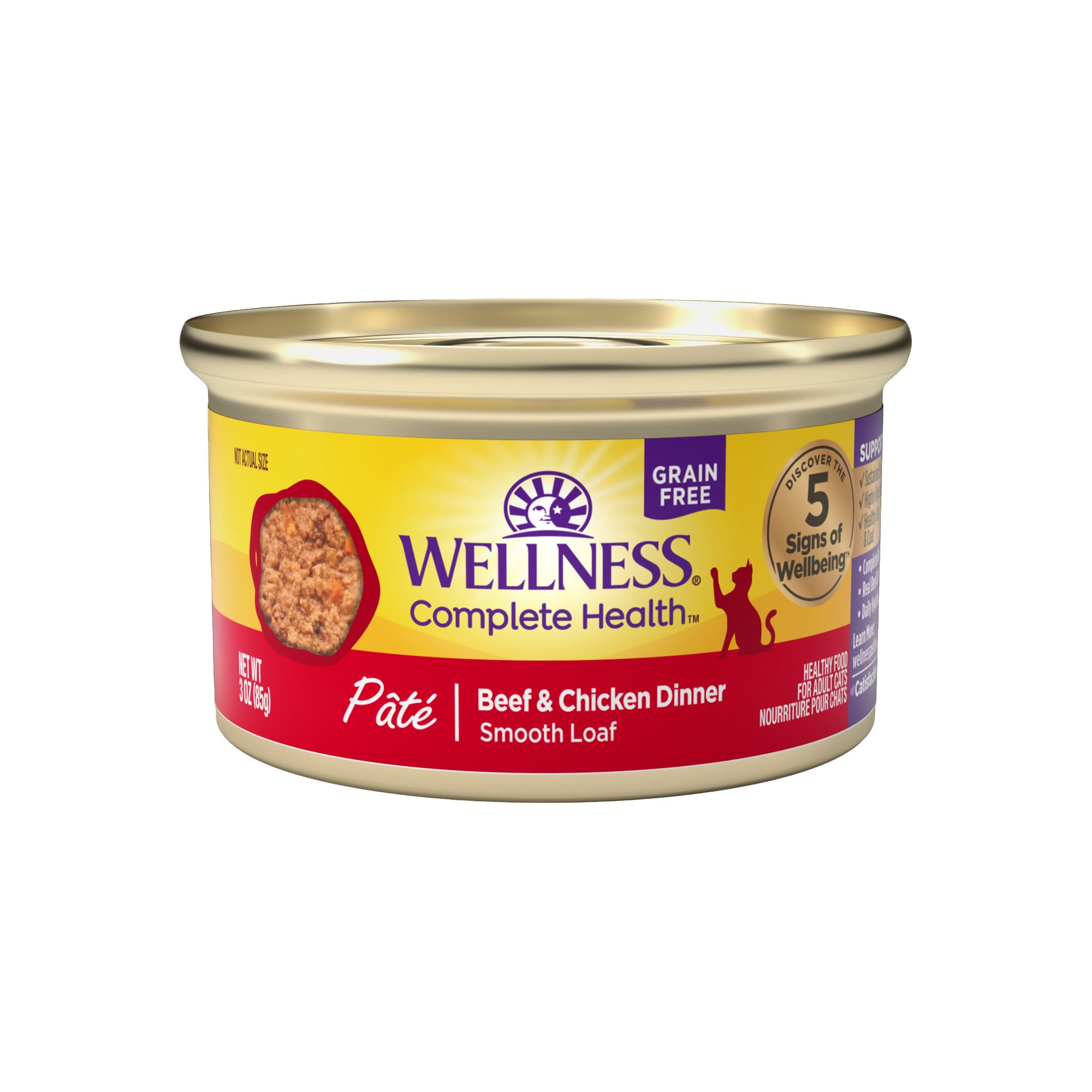 Wellness Complete Health Natural Grain Free Beef & Chicken Pate Wet Cat Food, 12 oz., of 12 | Petco
