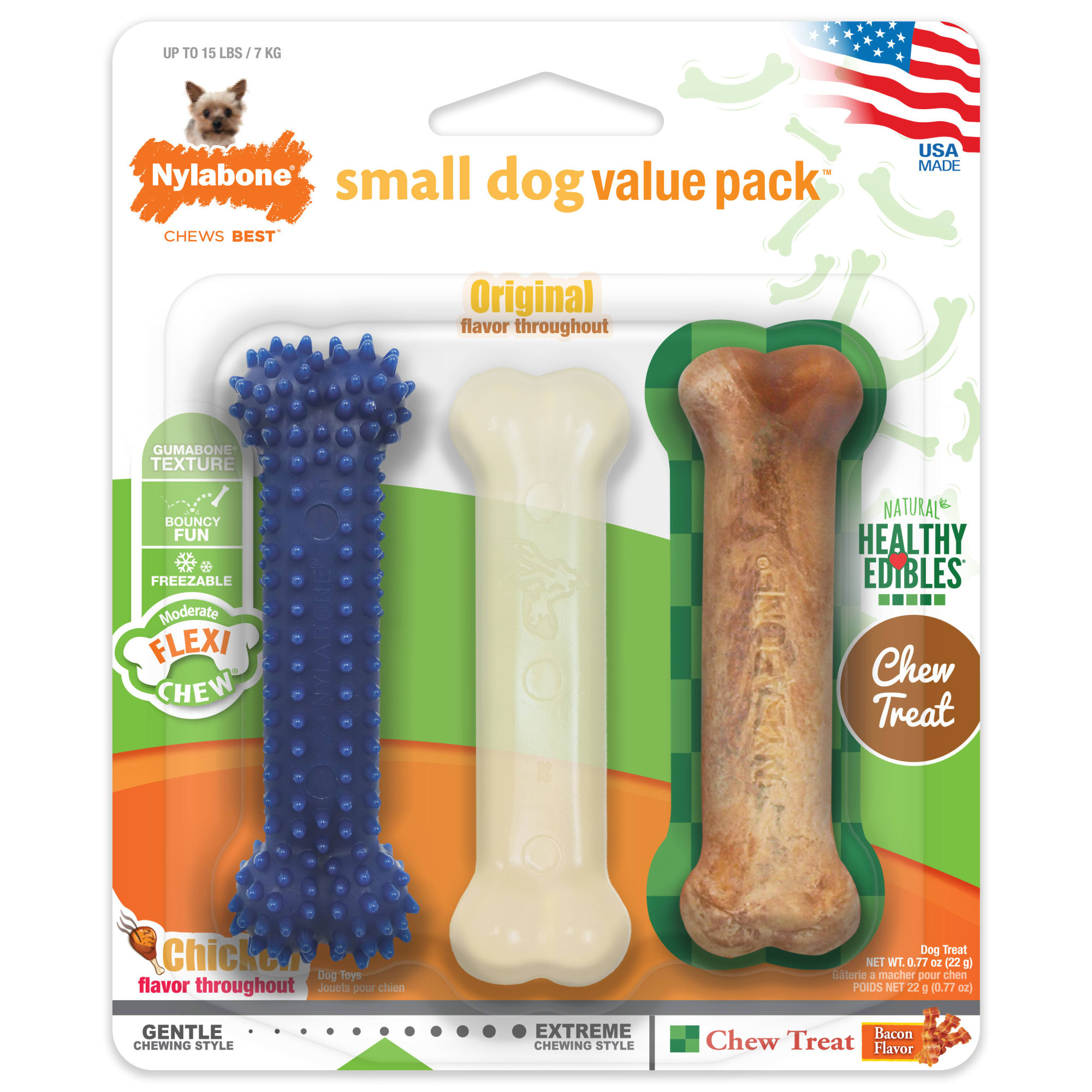 Nylabone® Essentials Small Dog Dental & Chew Toy Bones, 3 ct - Baker's