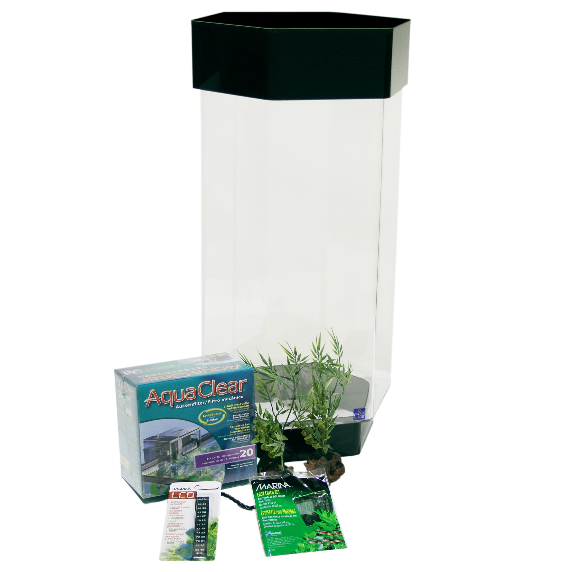 UPC 019034138054 product image for SeaClear 8 Gallon Hex Deluxe Mini-Kit, Clear | upcitemdb.com