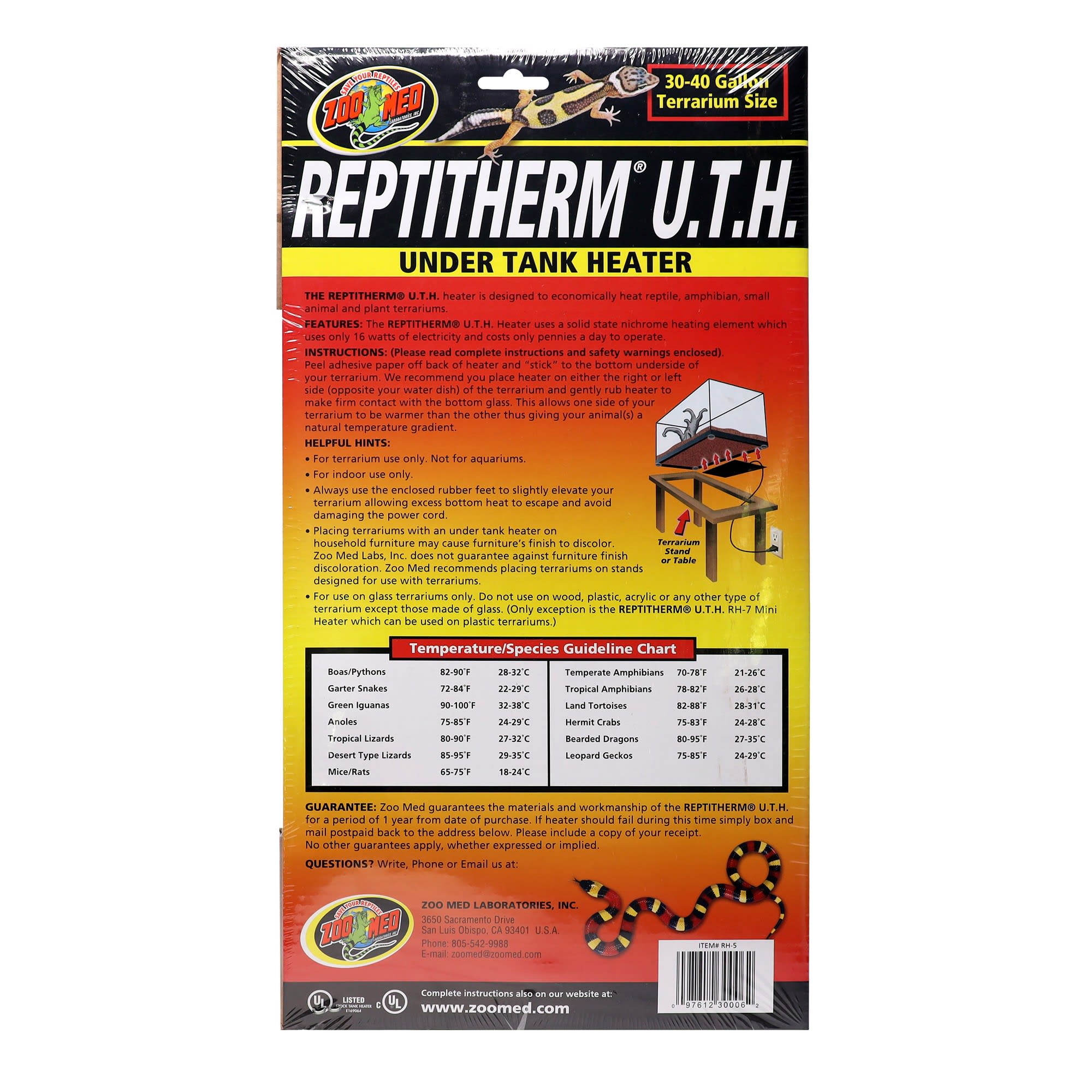 Zoo Med Manta Térmica para Réptiles Reptitherm U.T.H 24 W - Miscota Peru