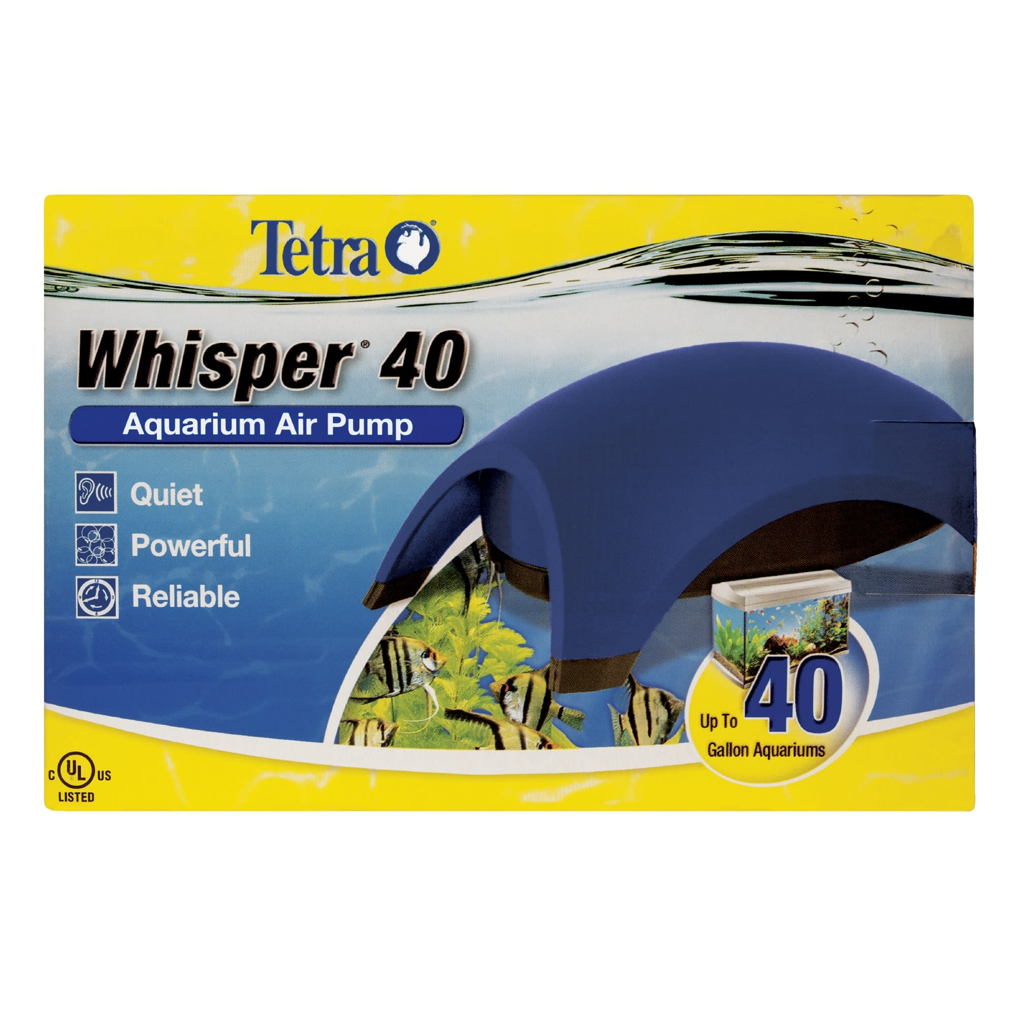 Tetra Whisper Air Pump 20 to 40 Gallons  For Aquariums  Quiet  Powerful Airflow