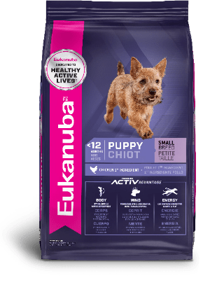 Bag of small breed puppy food