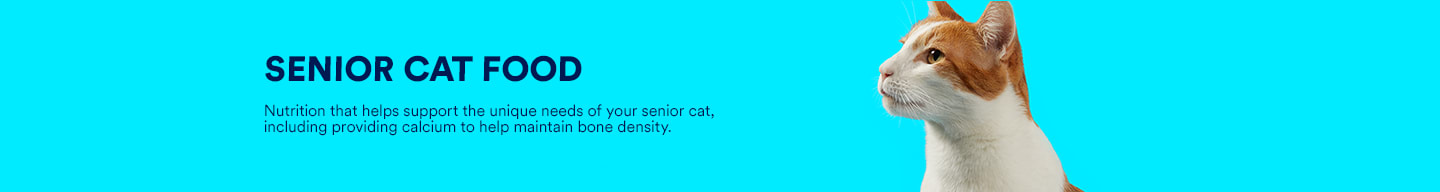 Senior cat food. Nutrition that helps support the unique needs of your senior cat, including providing calcium to help maintain bone density.