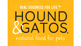 Hound and Gatos logo. Real goodness for life. Natural food for pets.