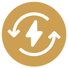 Icon of a lightning bolt with arrows circling around it
