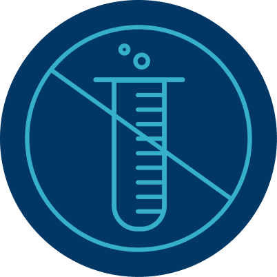 Test tube icon with cancellation slash through it