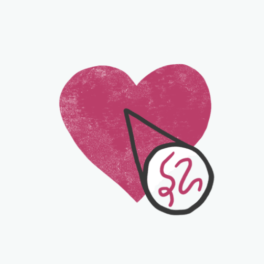heart with close up of worm