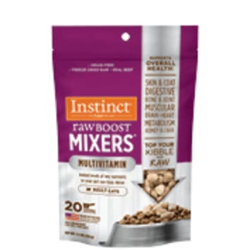 A bag of Instinct raw toppers for cats
