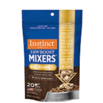 A bag of Instinct raw toppers for dogs