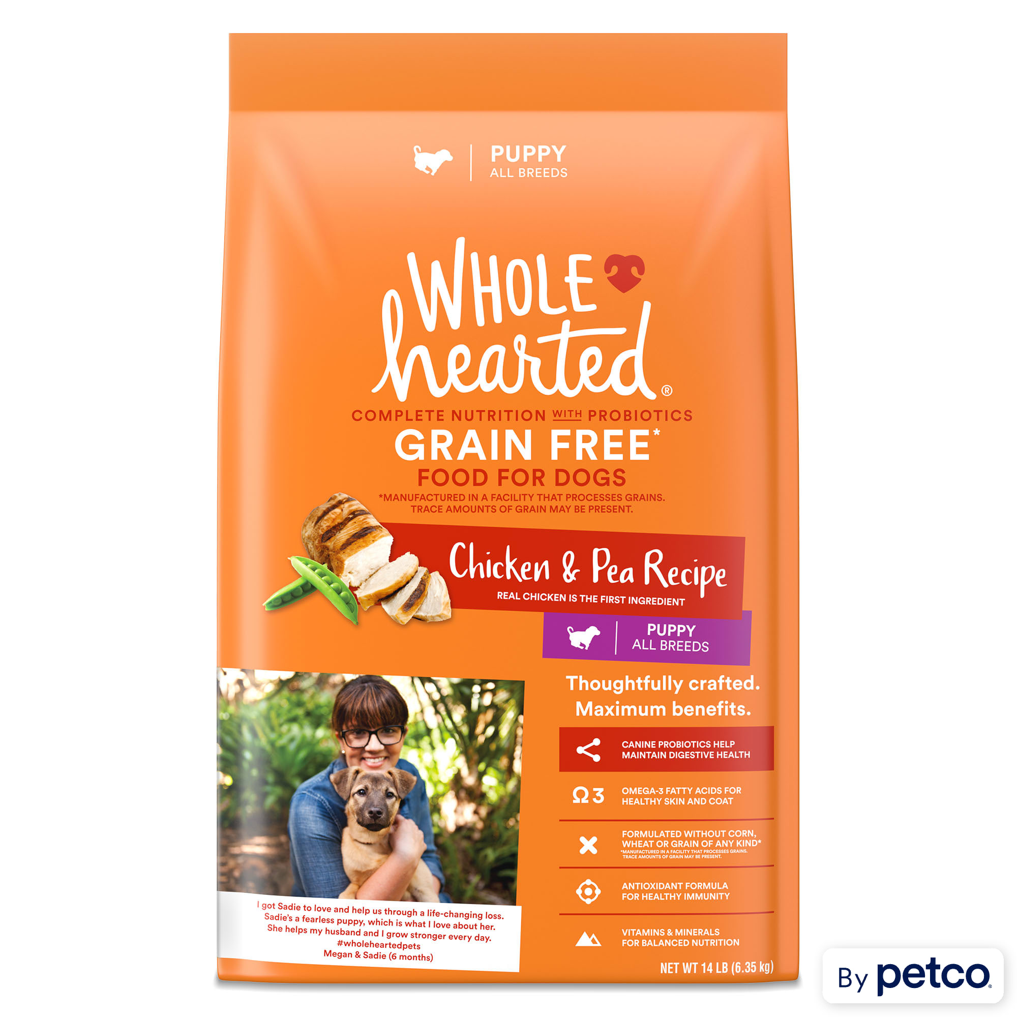 WholeHearted Grain Free Chicken and Pea Recipe Dry Puppy Food 25 lbs. Petco
