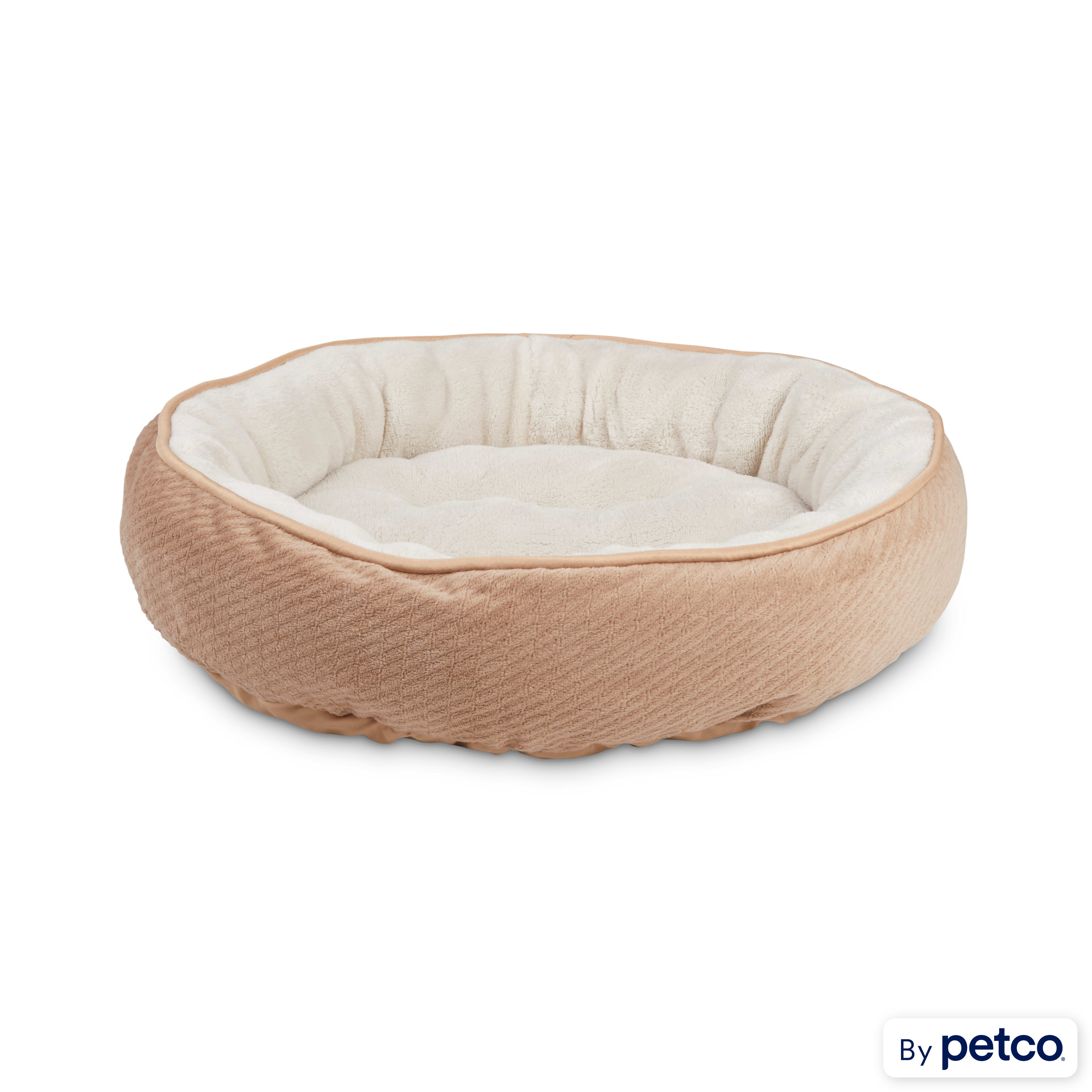 EveryYay Snooze Fest Tan Textured Round Cat Bed 20 L X 20 W X 20 H Petco