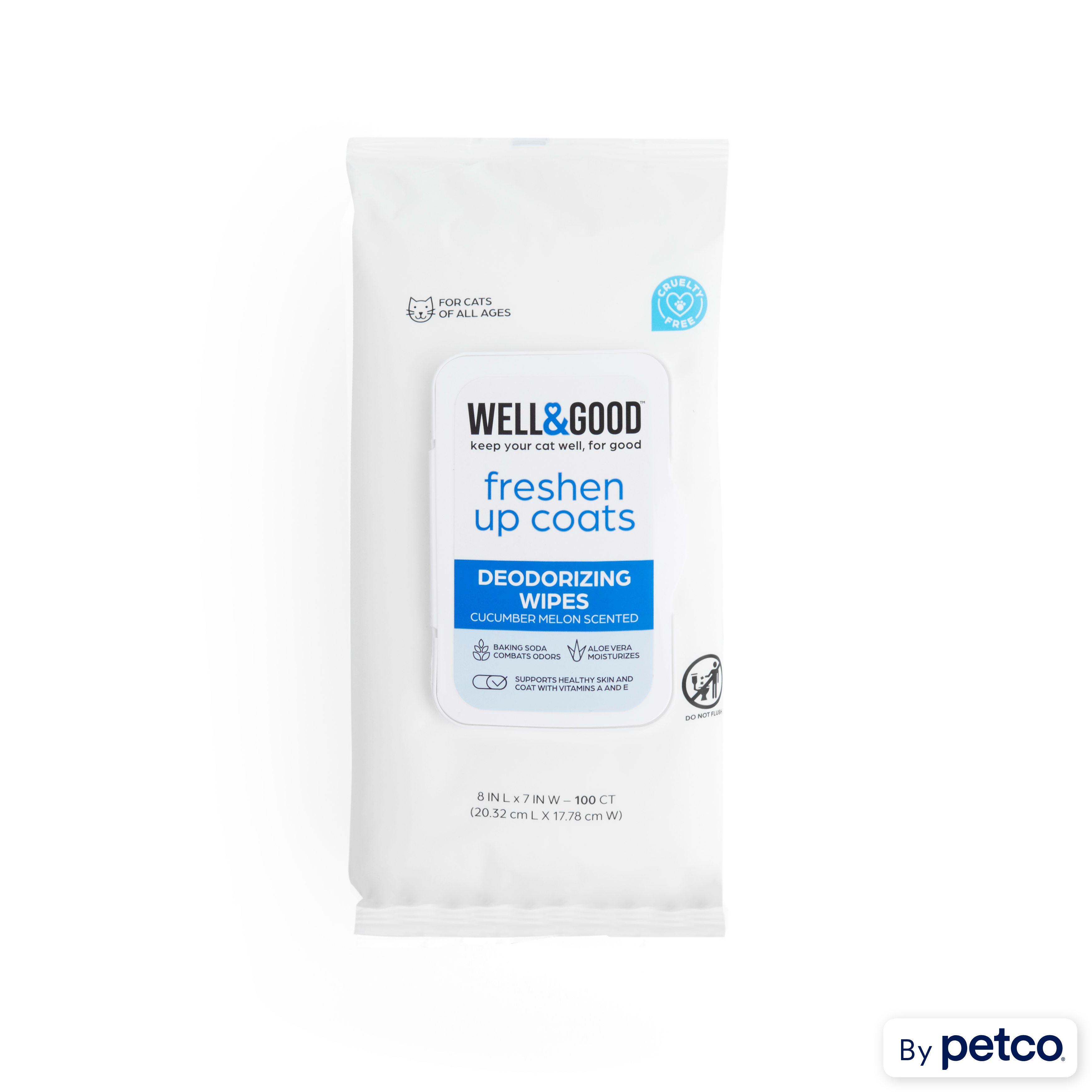 Well Good Cucumber Melon Deodorizing Cat Wipes Count of 100