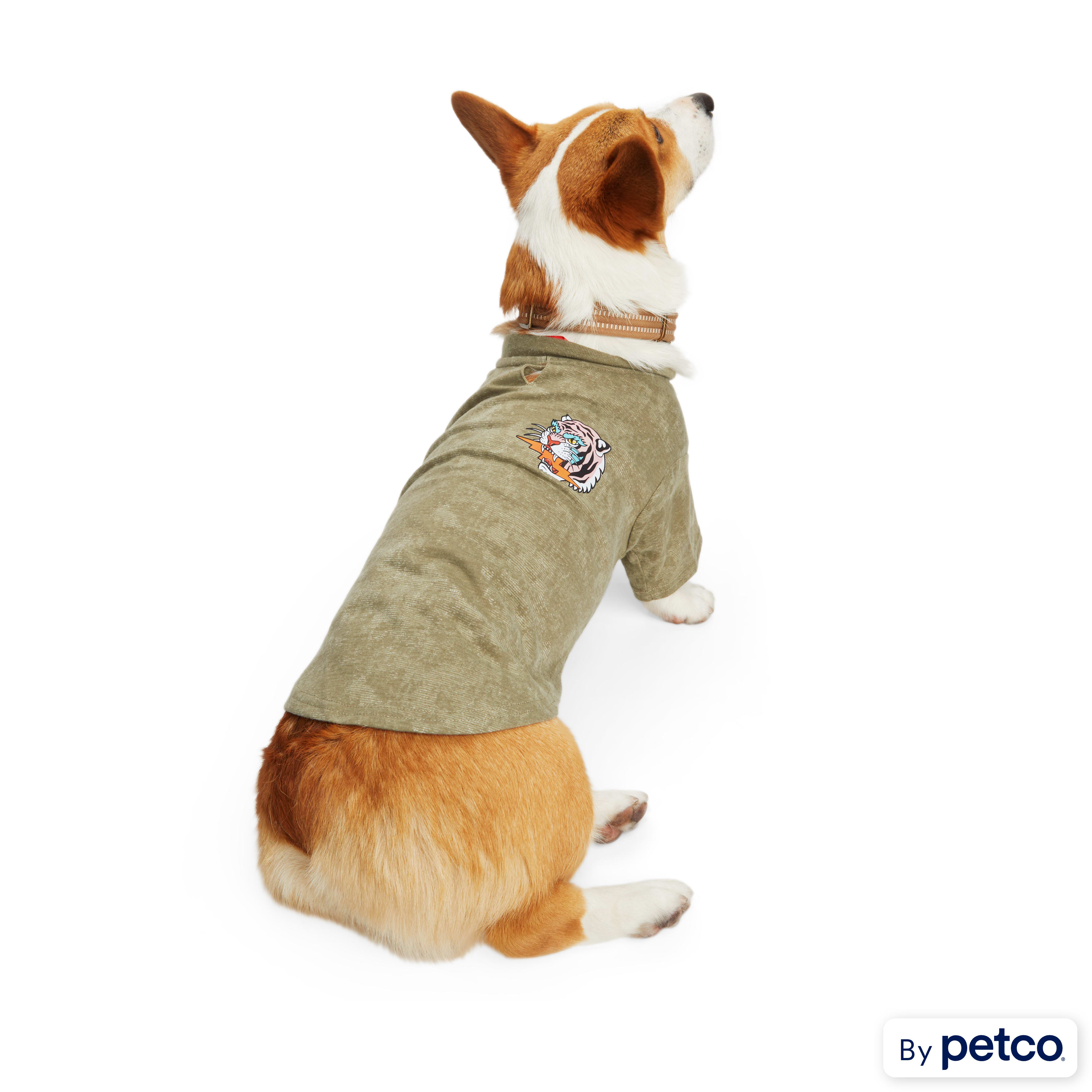 Reddy Olive Tiger Tee for Dogs X Small