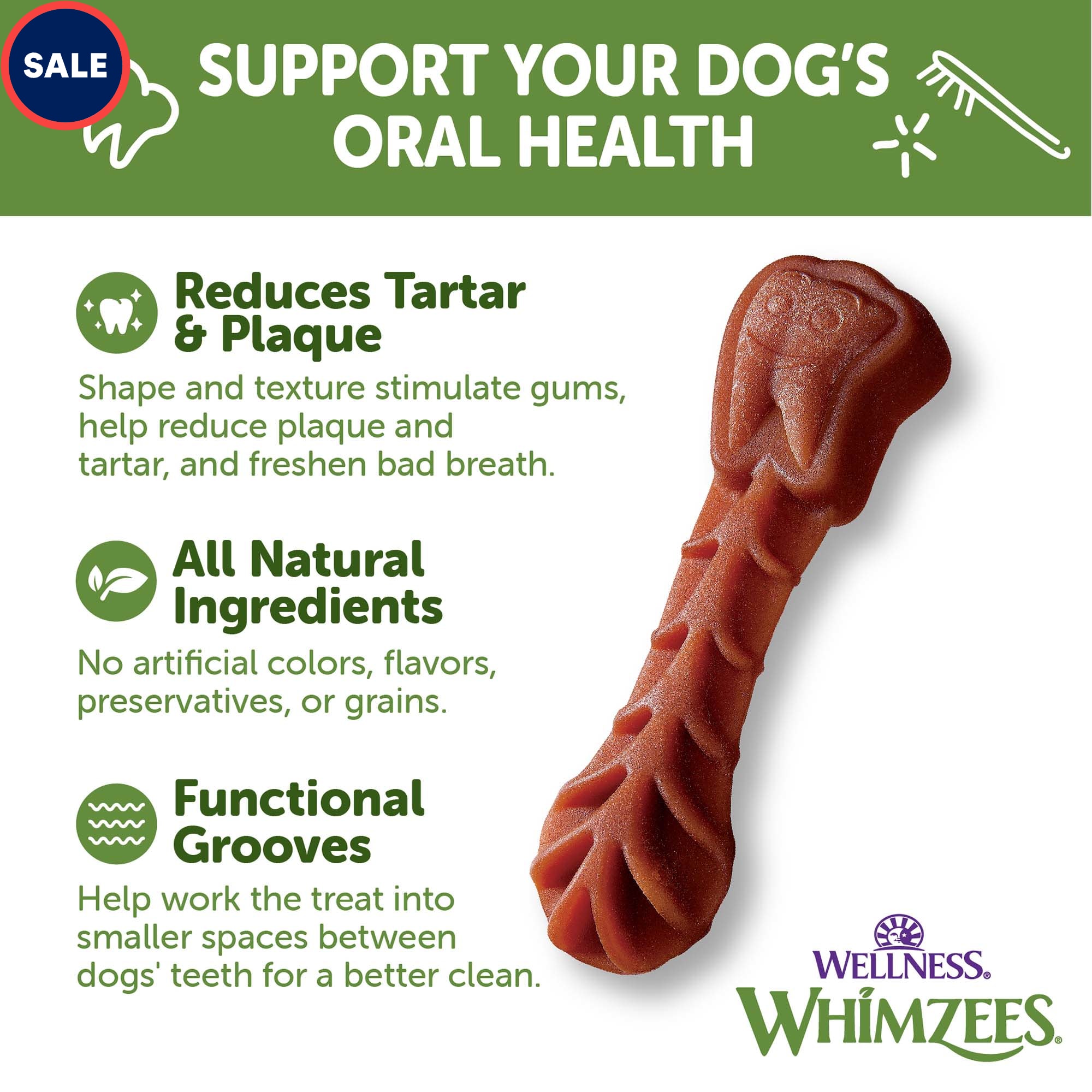 Whimzees natural grain free dental dog treats store