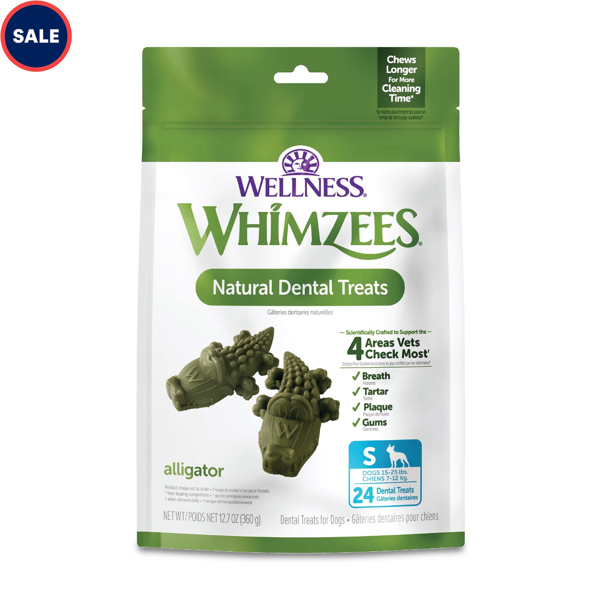 Whimzees by Wellness Alligator Natural Grain Free Small Dental