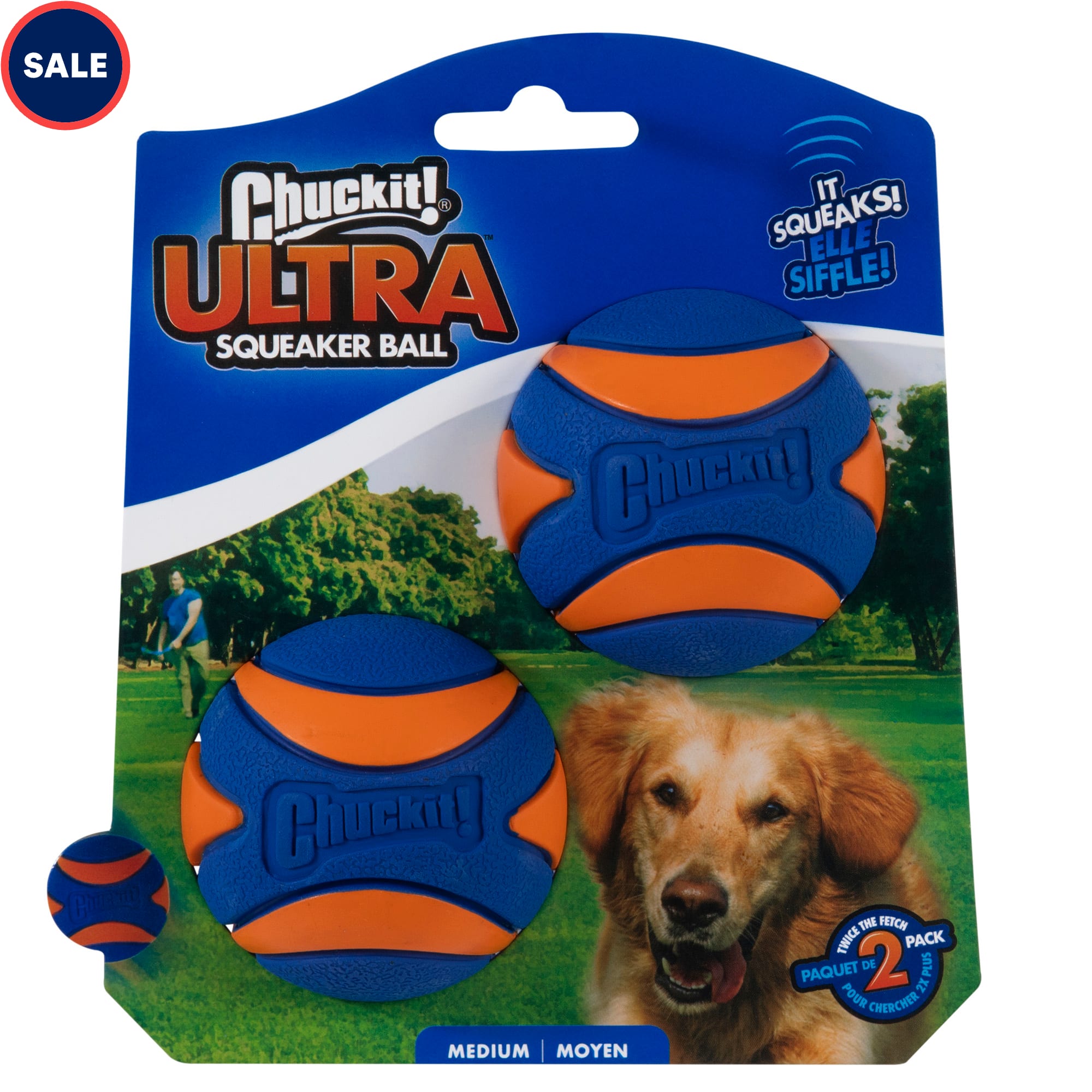 Chuckit Medium Ultra Squeaker Bounce Dog Balls 2 Pack