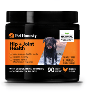 Pack shot of a PetHonesty hip & joint health product.