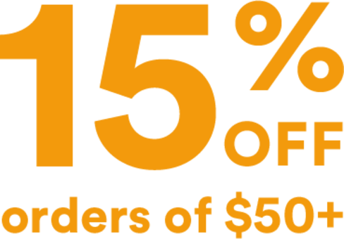15% off orders $50+