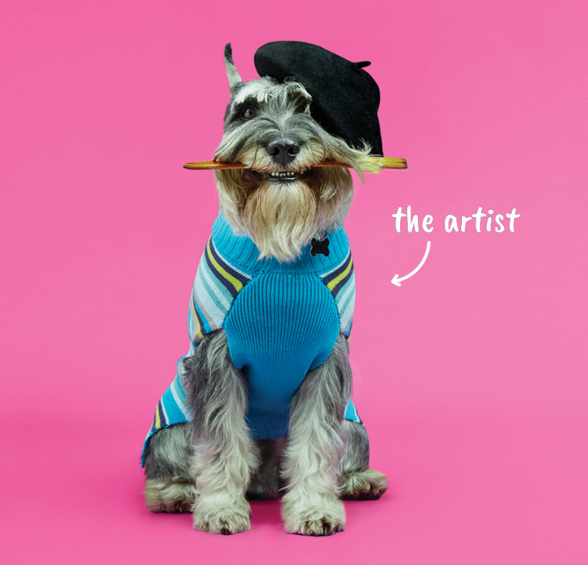 Schnauzer dressed as a painter