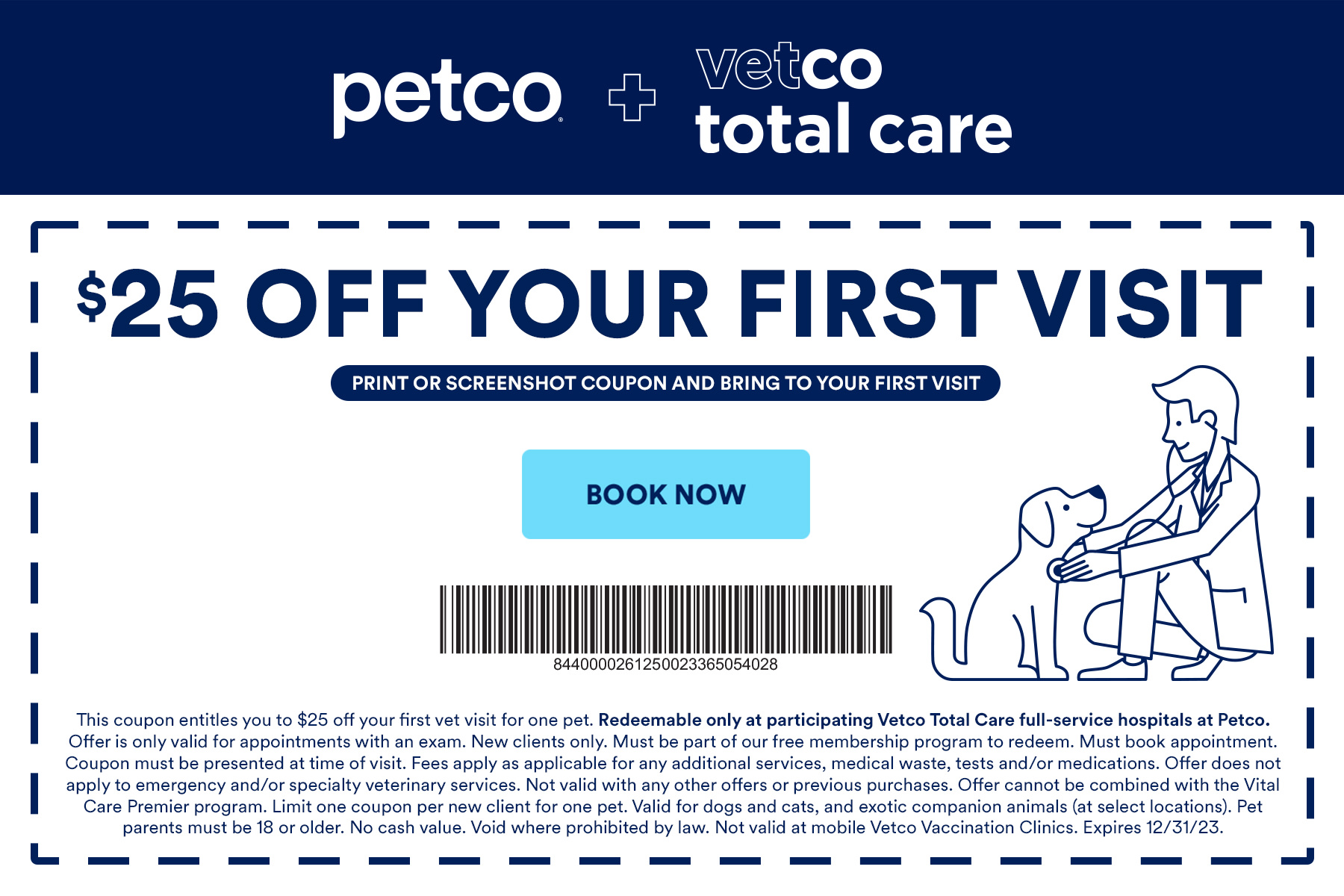 Vetco Coupon 25 Off Your Pet's First Visit Petco