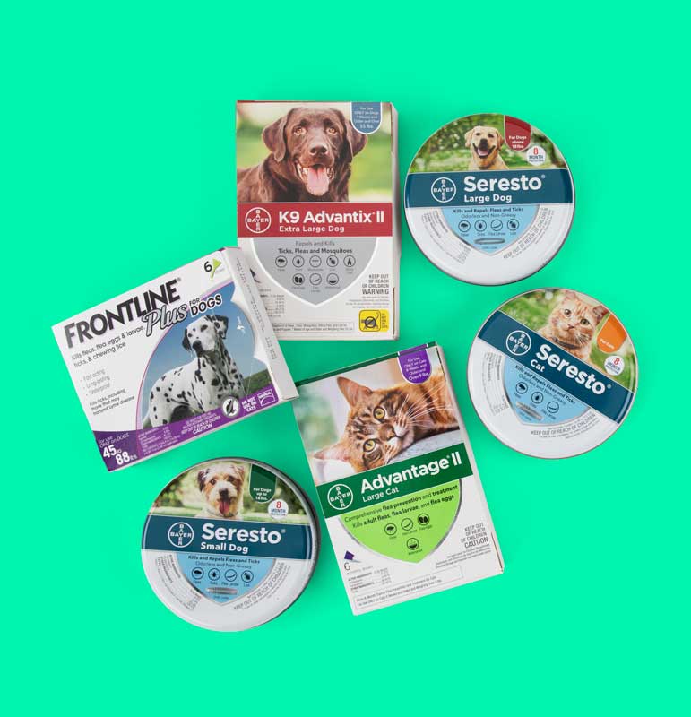 Flea & tick products for dogs and cats.