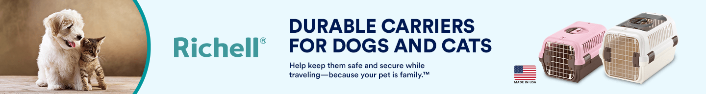 Richell. DURABLE CARRIERS FOR DOGS AND CATS. Help keep them safe and secure while traveling—because your pet is family.™