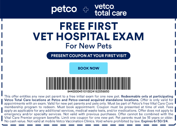 free first vet visit coupon near me