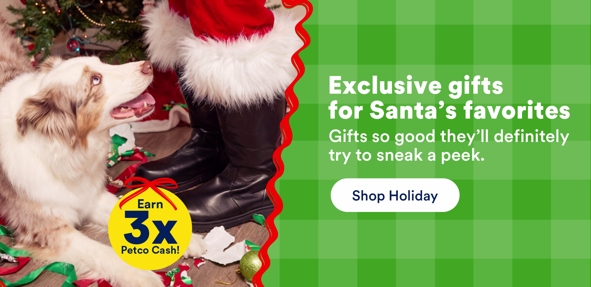 Earn 3x Petco Cash! Exclusive gifts for Santa’s favorites. Gifts so good they’ll definitely try to sneak a peek. Shop Holiday.