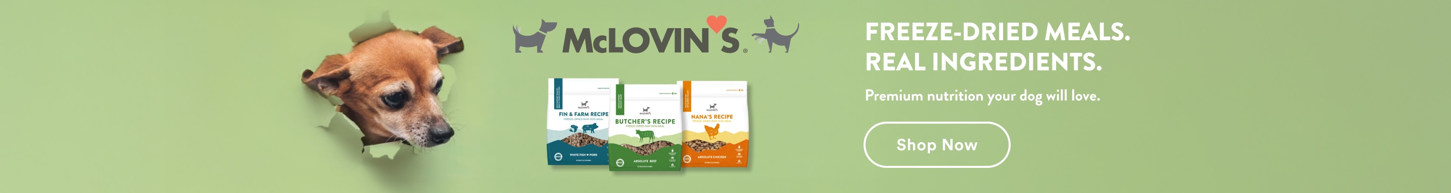 McLovin's. Freeze-dried meals. Real ingredients. Premium nutrition your dog will love. Shop now.