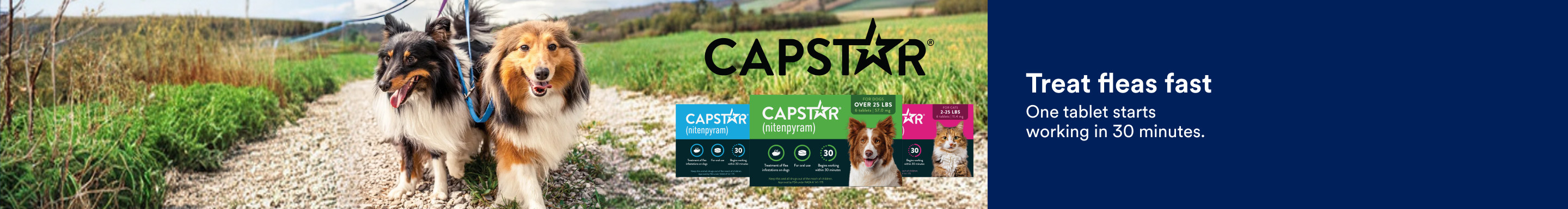 CAPSTAR. Treat fleas fast. One tablet starts working in 30 minutes.