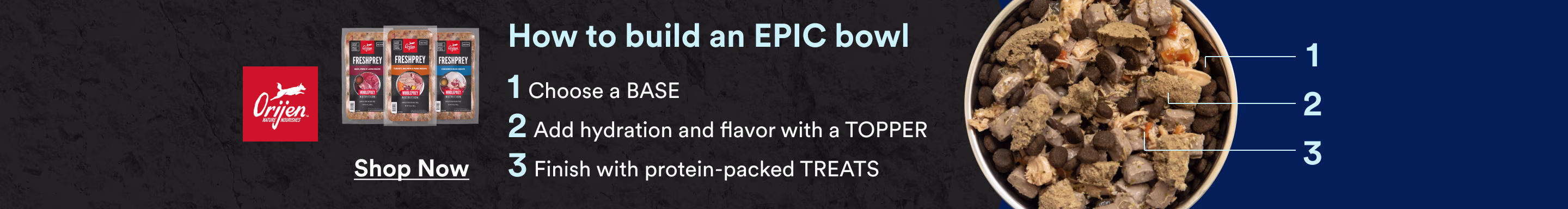 How to build an EPIC bowl. 1. Choose a base. 2. Add hydration and flavor with a topper. 3. Finish with protein-packed treats. Shop now.