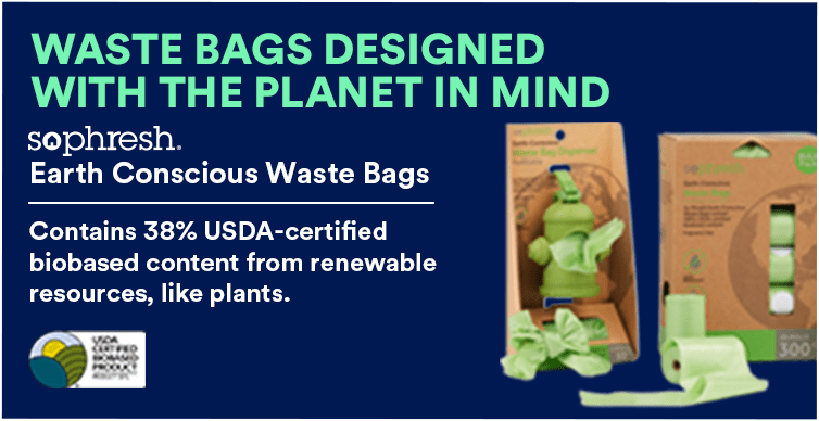 So Phresh Earth Conscious Waste Bags. Contains 38% USDA-certified biobased content from renewable resources, like plants. 