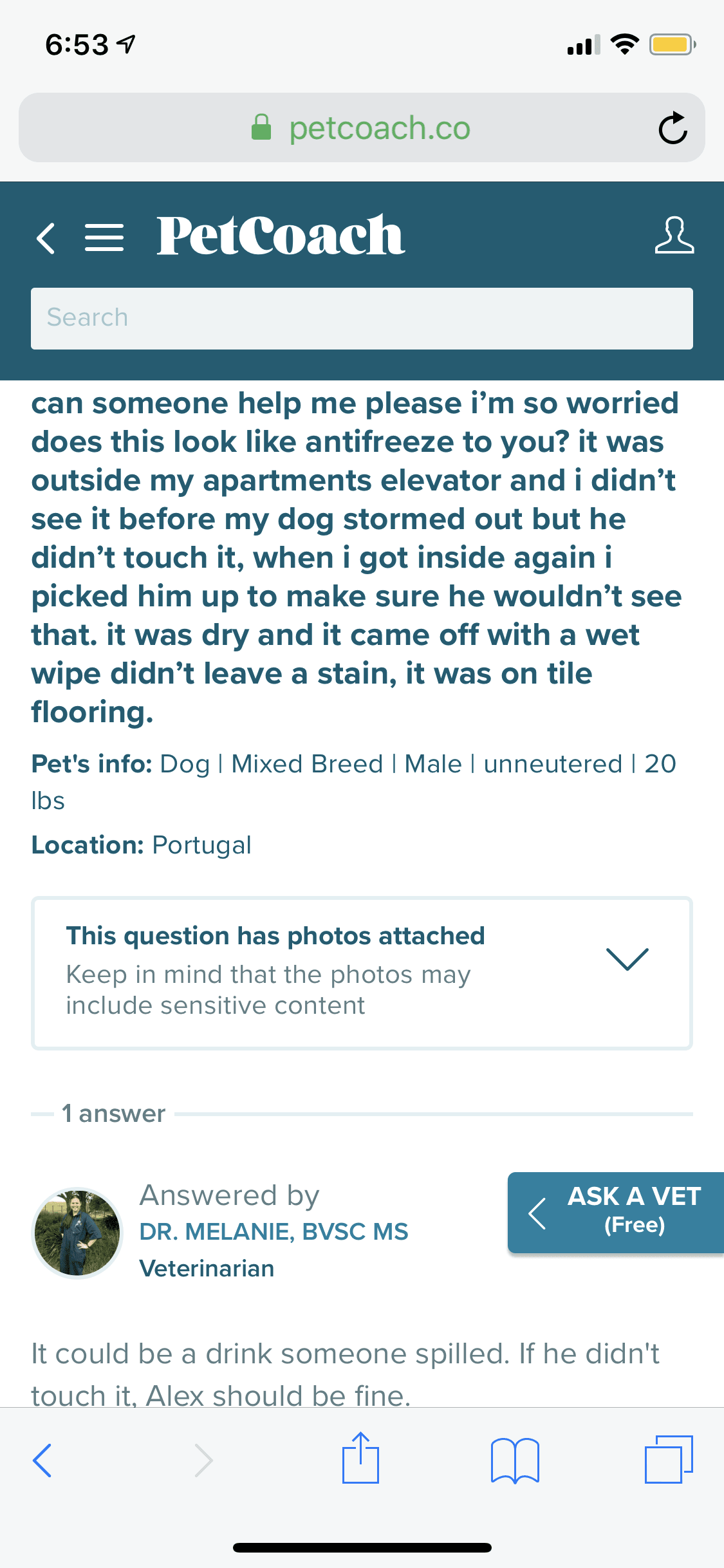 Question details sensitive content